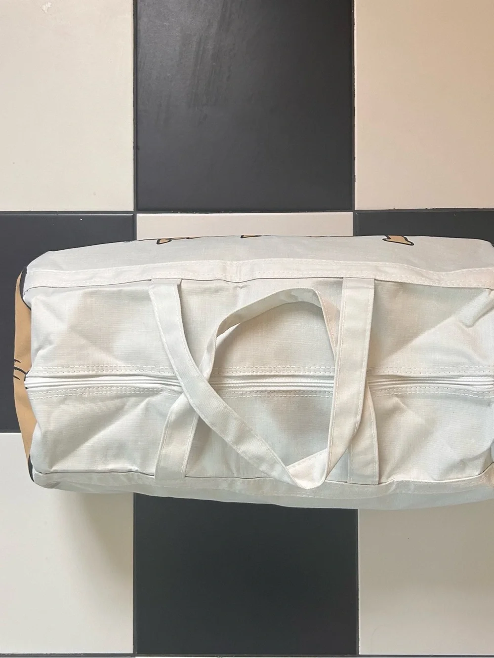 Ultra Rare “Lender's Bagels” Canvas Duffel Bag - White with Tan & Red Logo